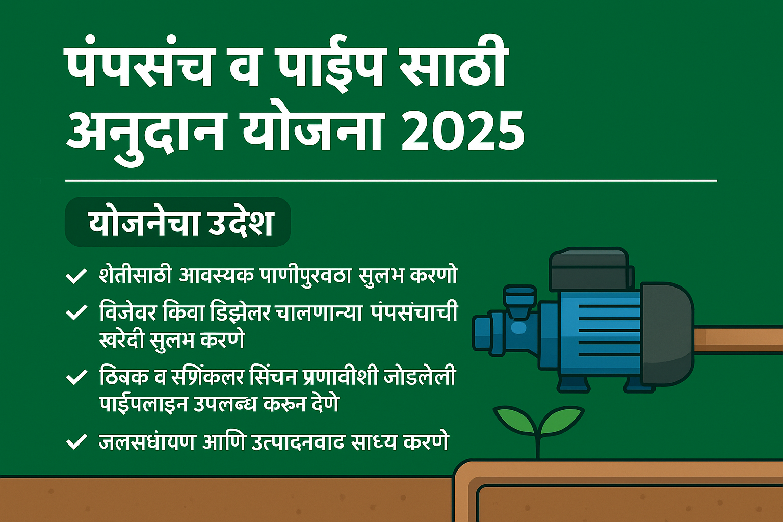 पंपसंच व पाईप साठी अनुदान योजना 2025
